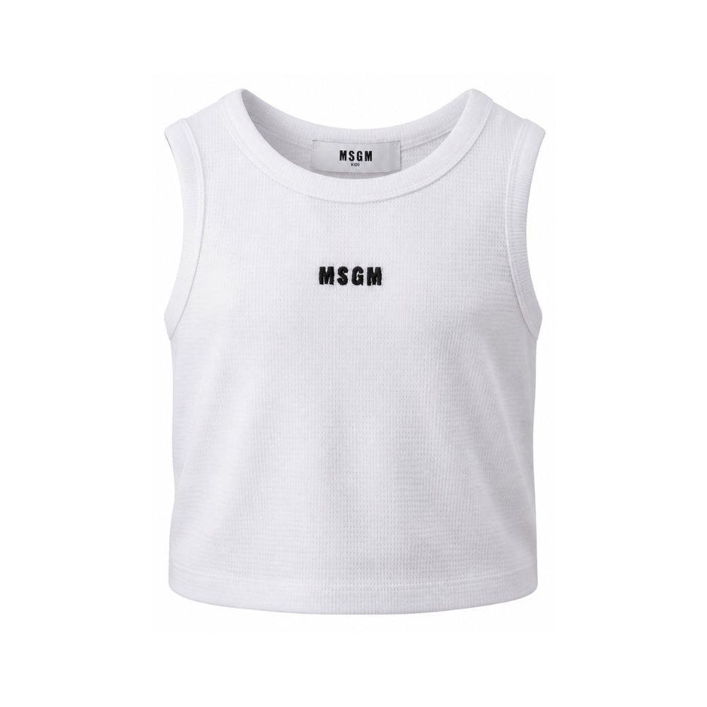 Canotta per bambina MSGM Kids bianca a coste S6MSJGTA030 001 MSGM KIDS