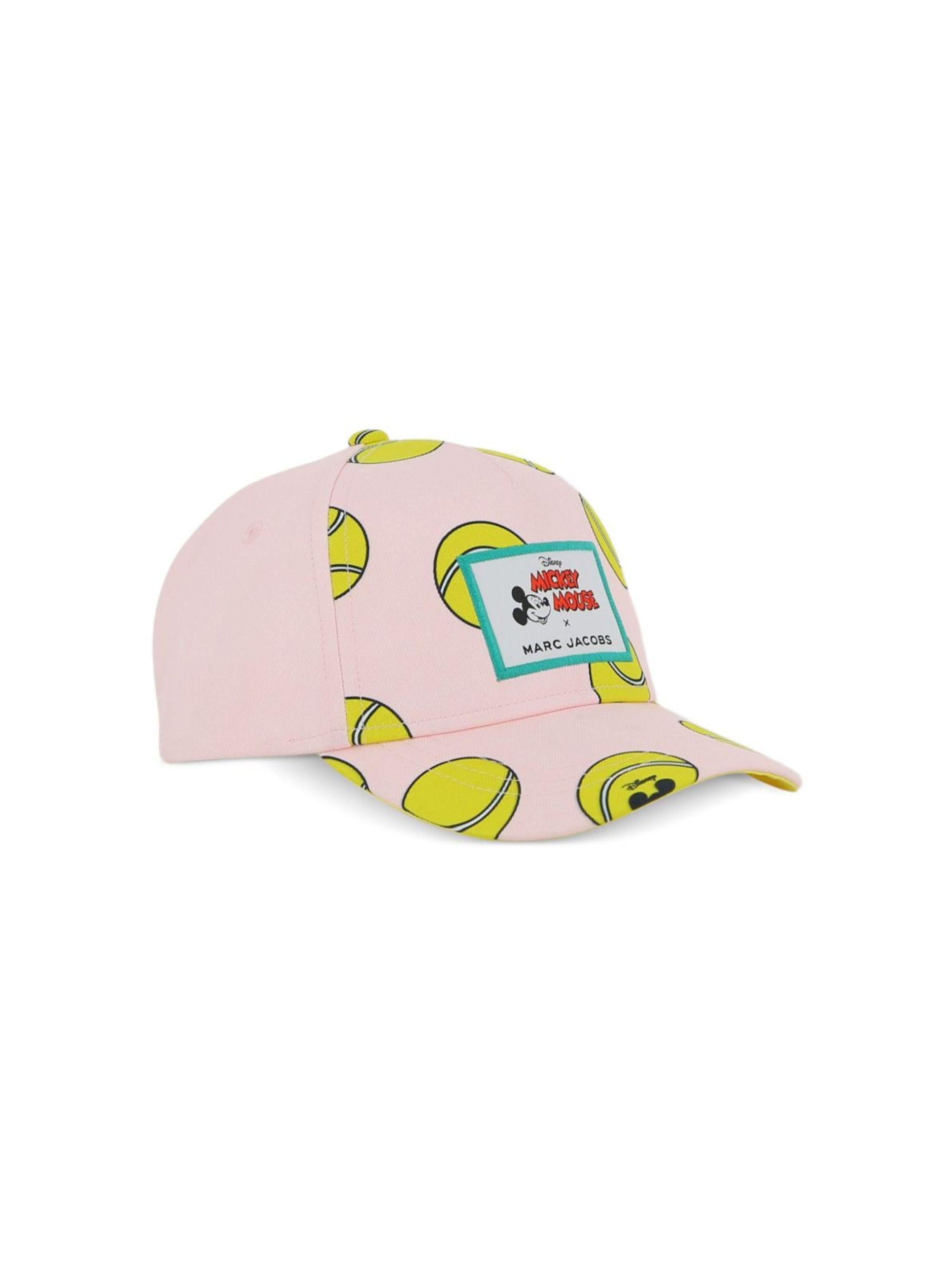 Cappello per bambina The Marc Jacobs Kids x Mickey Mouse rosa con stampa palline da tennis W60840 475 THE MARC JACOBS KIDS