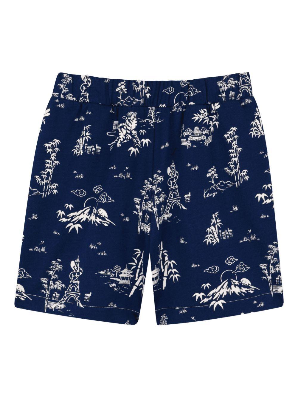 Bermuda per bambino Kenzo Kids blu con stampa grafica all-over K61650 84N KENZO KIDS