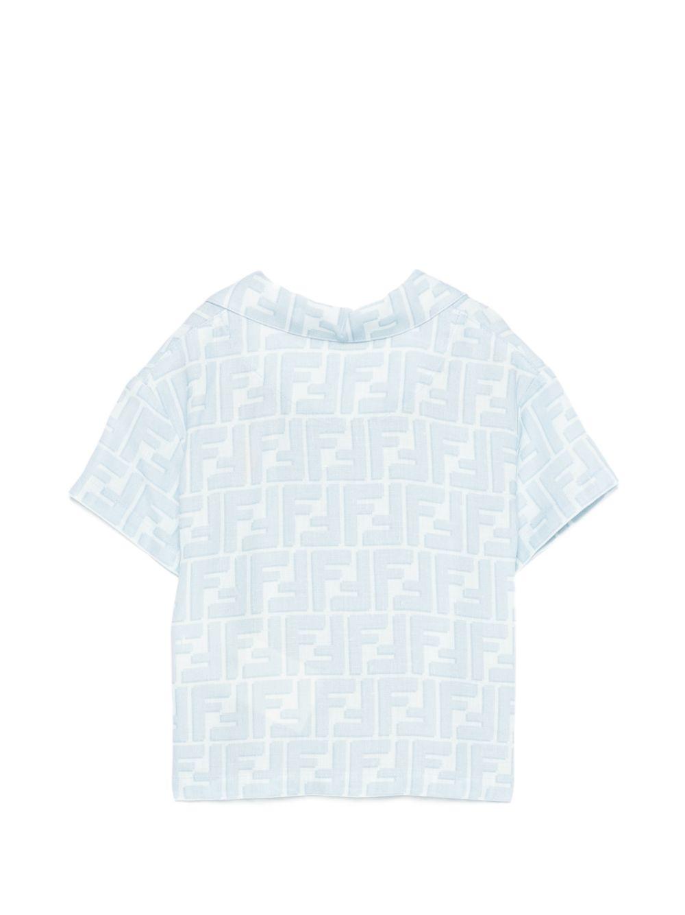 Camicia per neonato Fendi Kids azzurro con monogramma FF BMC091 AY8C F0EX7 FENDI KIDS