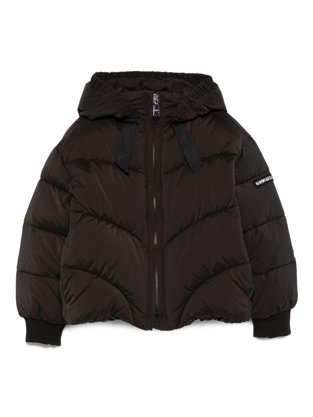 Giubbino trapuntato per bambina Monnalisa nero con cappuccio 17F103 6022 0050 MONNALISA