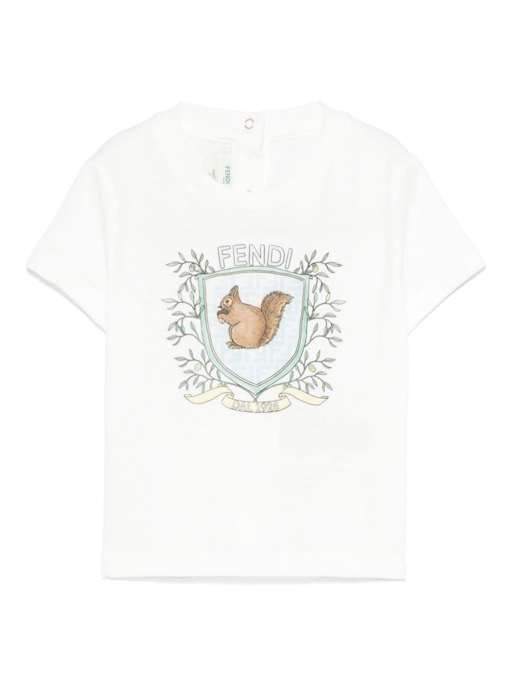 T-shirt per neonato Fendi Kids bianco con stampa grafica sul davanti BMI254 7AJ F0TU9 FENDI KIDS