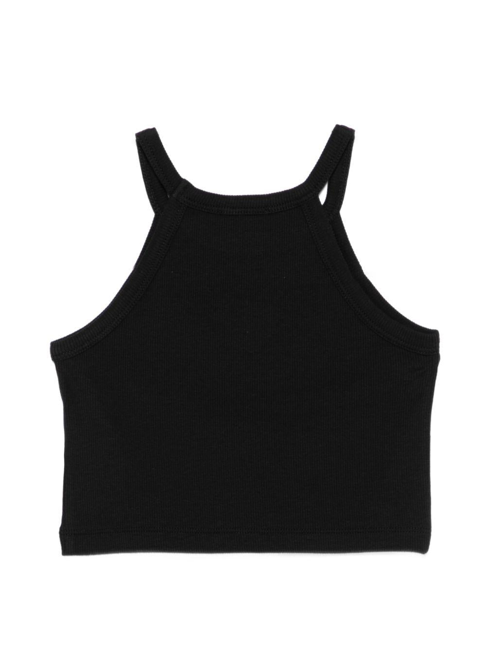 Top per bambina Moschino Kids nero con ricamo Teddy Bear HDM06ZLBA39 60100 MOSCHINO KIDS