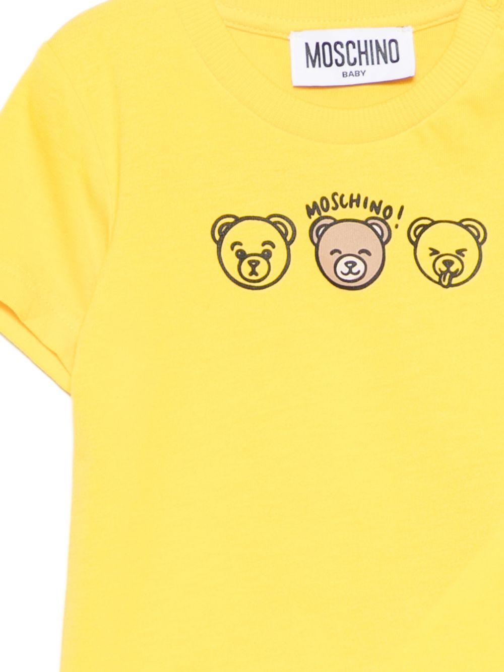 T-shirt per neonati Moschino Kids gialla con stampa tre orsetti MUM04OLAA24 50577 MOSCHINO KIDS