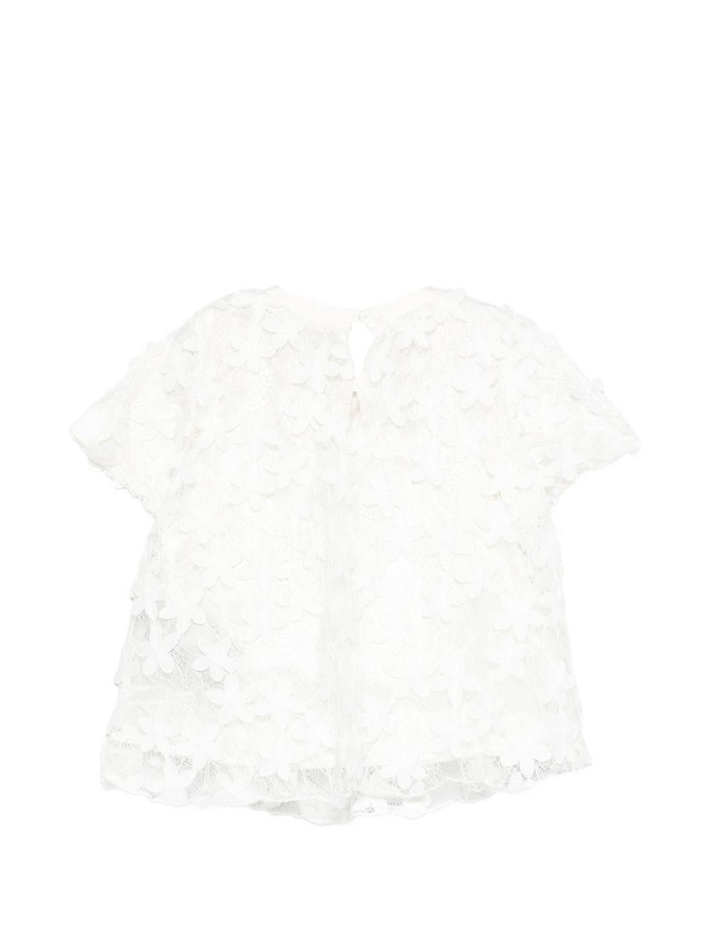 Blusa per bambina Balmain Kids bianca in pizzo a fiori BY5A81 U0263 100 BALMAIN KIDS