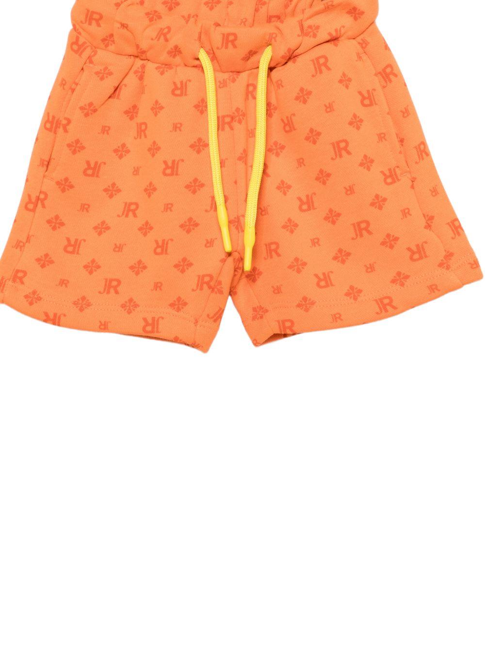 Shorts per neonato John Richmond Junior arancione con monogramma logo all-over RIP26120BE ICONIC MONOGRAM JOHN RICHMOND KIDS