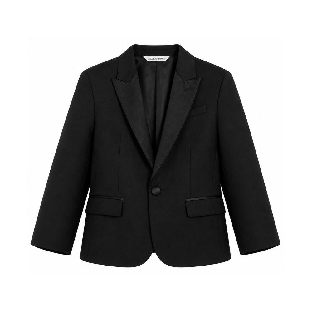 Giacca per bambino Dolce & Gabbana Kids nera con design monopetto L41J89 G7PQI N0000 DOLCE & GABBANA KIDS