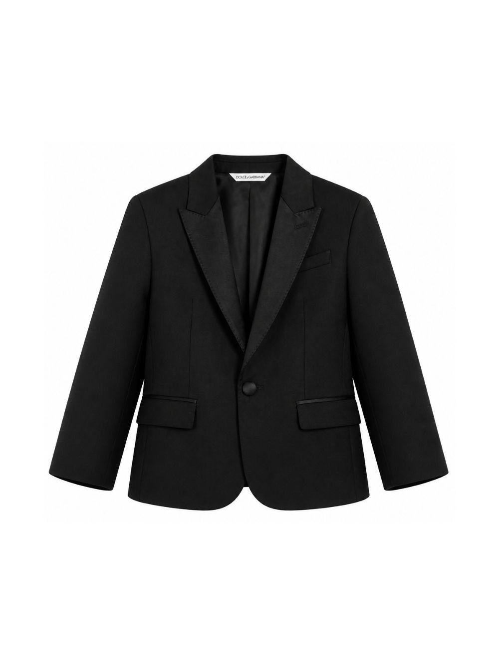 Giacca per bambino Dolce & Gabbana Kids nera con design monopetto L41J89 G7PQI N0000 DOLCE & GABBANA KIDS