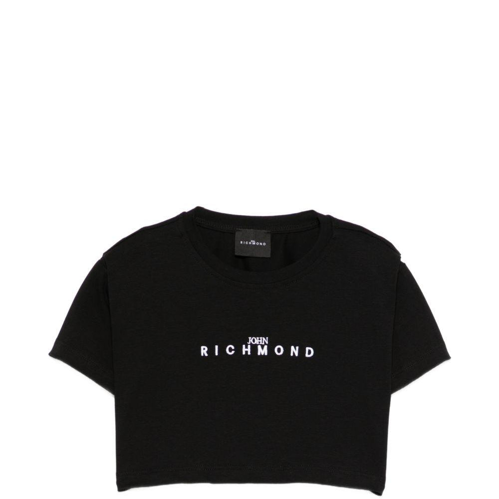 T-shirt per bambina John Richmond Junior nera modello crop RGP26123TS BLACK JOHN RICHMOND KIDS