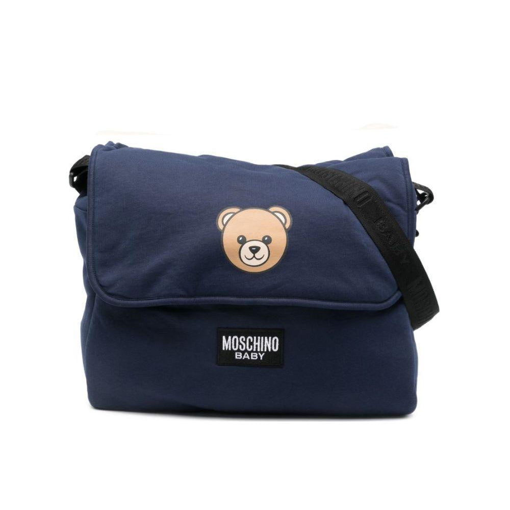 Borsa per neonati Moschino Kids blu con stampa Teddy Bear MUX05VLCA19 40016 MOSCHINO KIDS