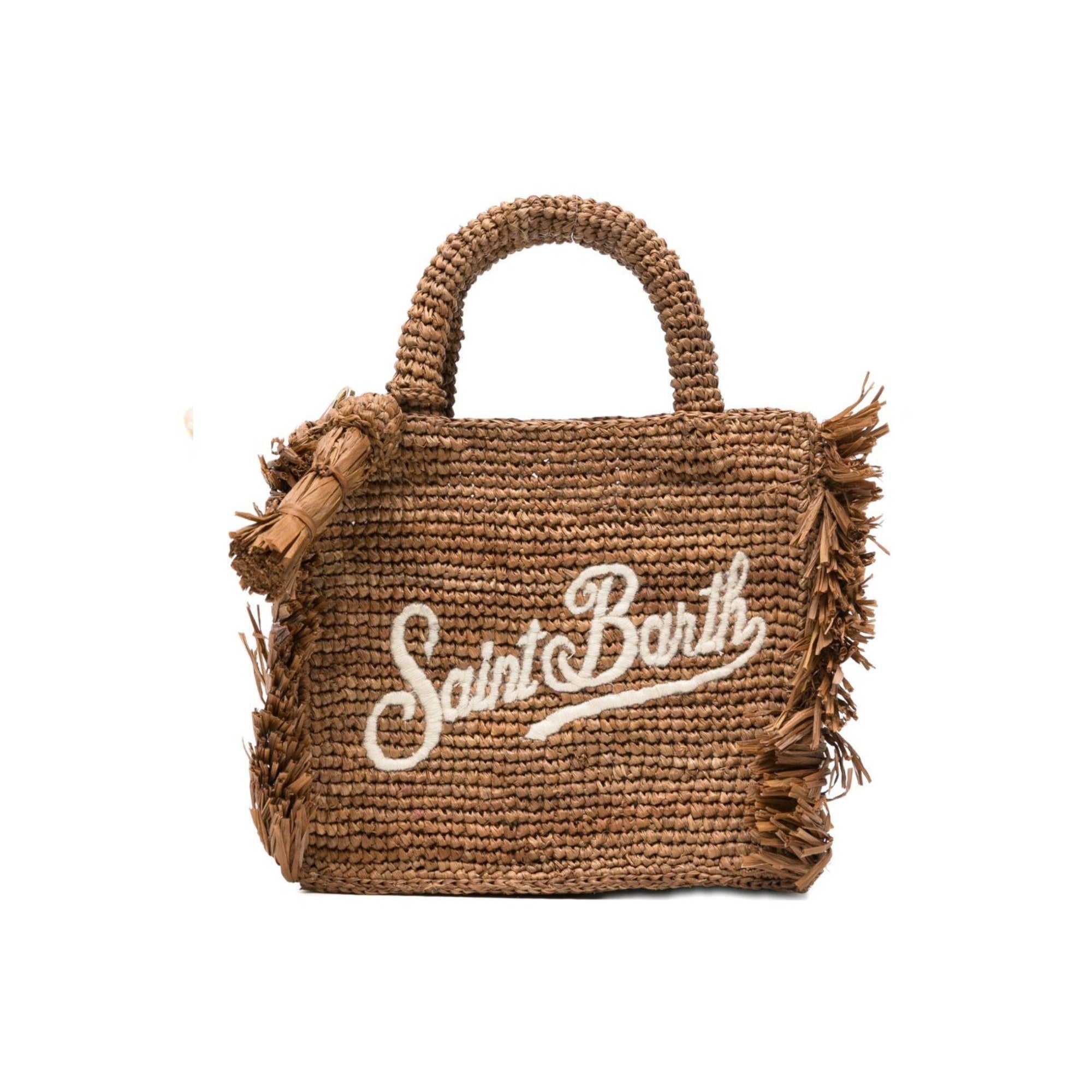 Borsa Vanity Mini MC2 Saint Barth marrone con logo ricamato VAMI017 00452L MC2 ST. BARTH KIDS