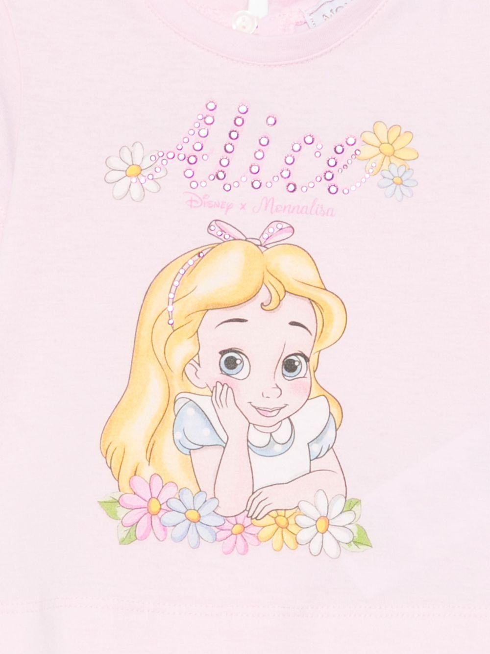 T-shirt per neonata Monnalisa rosa con stampa Alice x Disney 39E610 5002 0090 MONNALISA KIDS