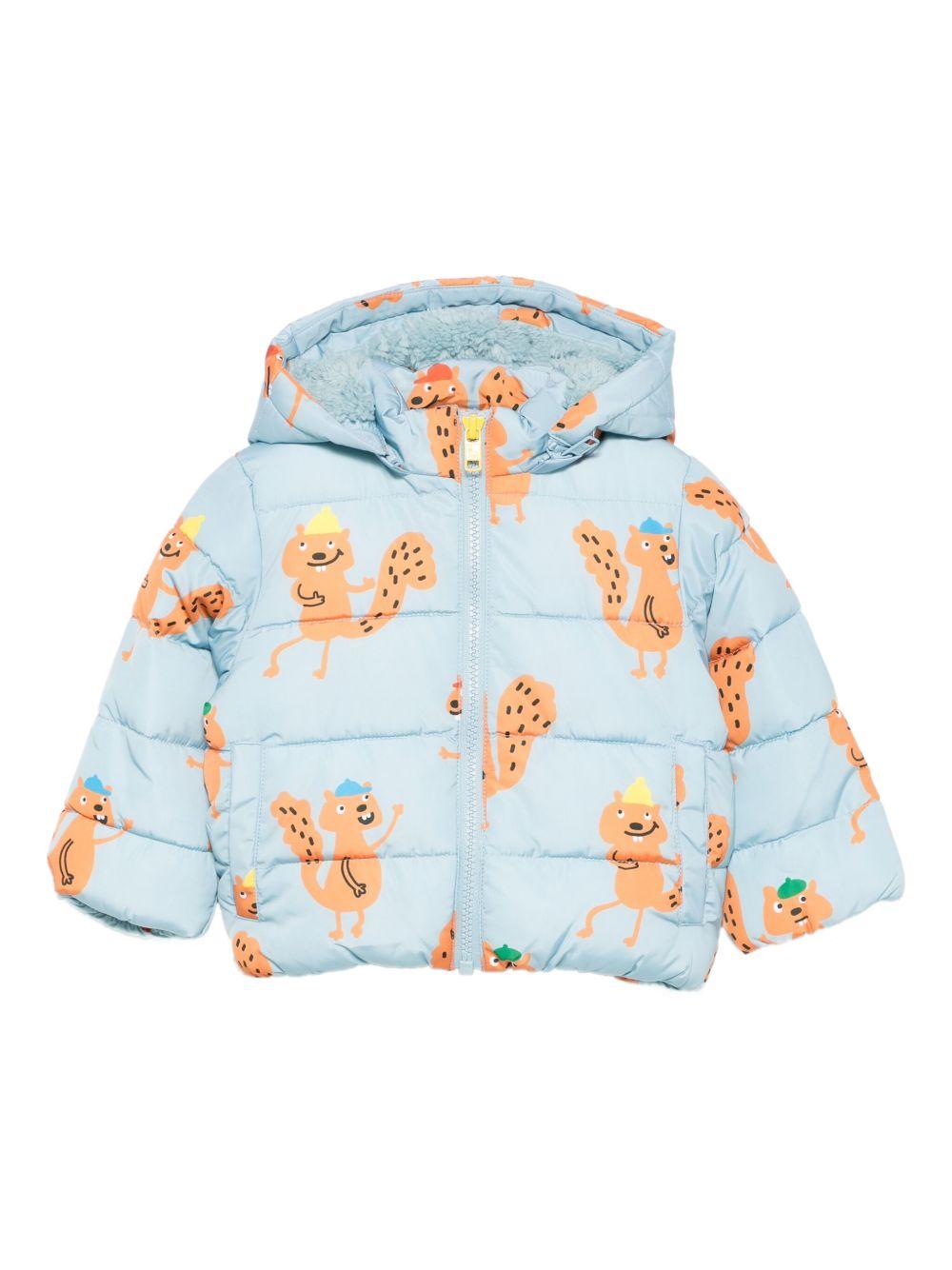 Piumino per neonato Stella McCartney Kids azzurro con stampa scoiattoli TX2547 Z3224 670MC STELLA McCARTNEY KIDS