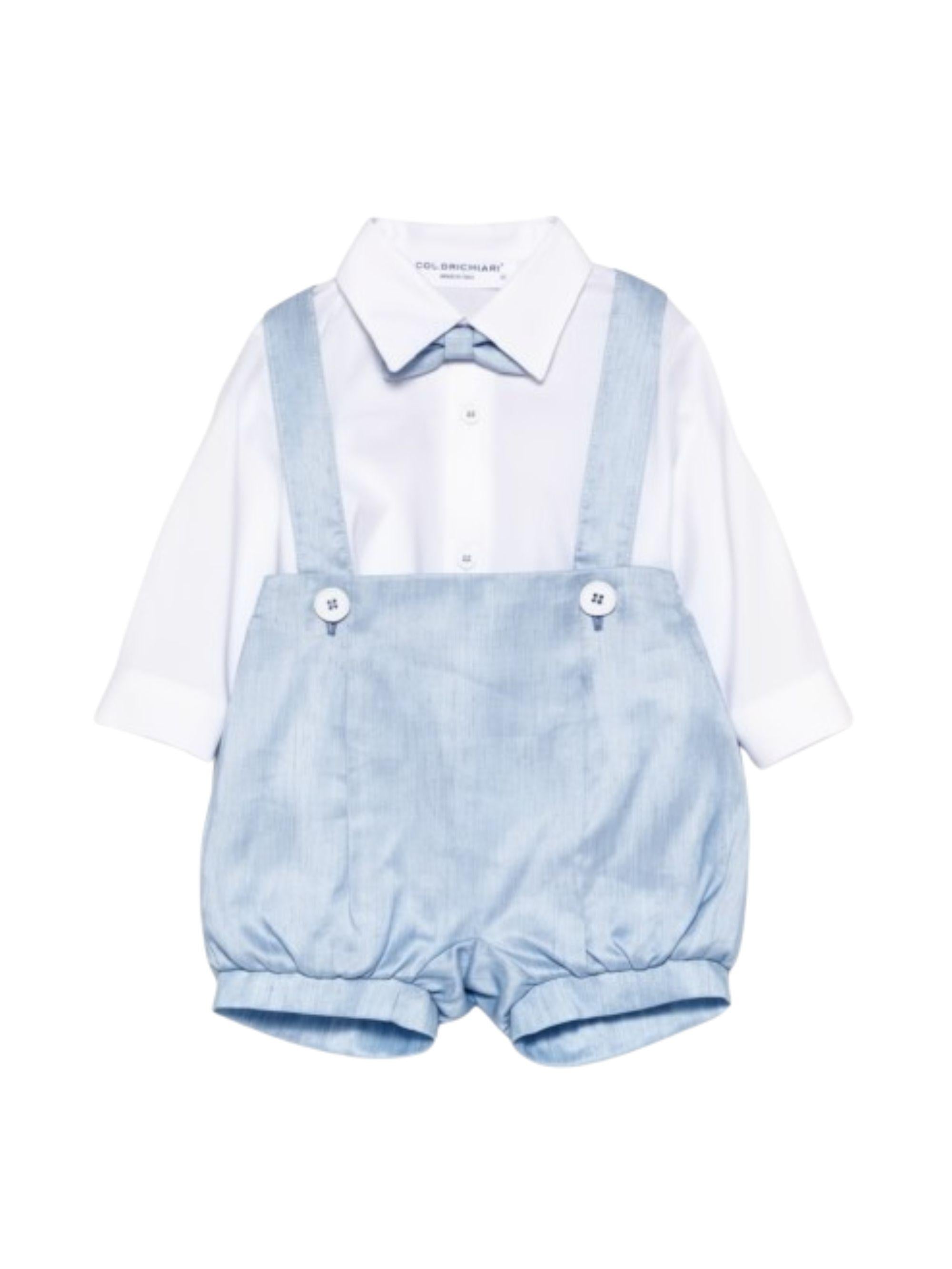 Set camicia e salopette per neonato Colorichiari azzurro con bretelle MN308401 4884 53 COLORICHIARI KIDS