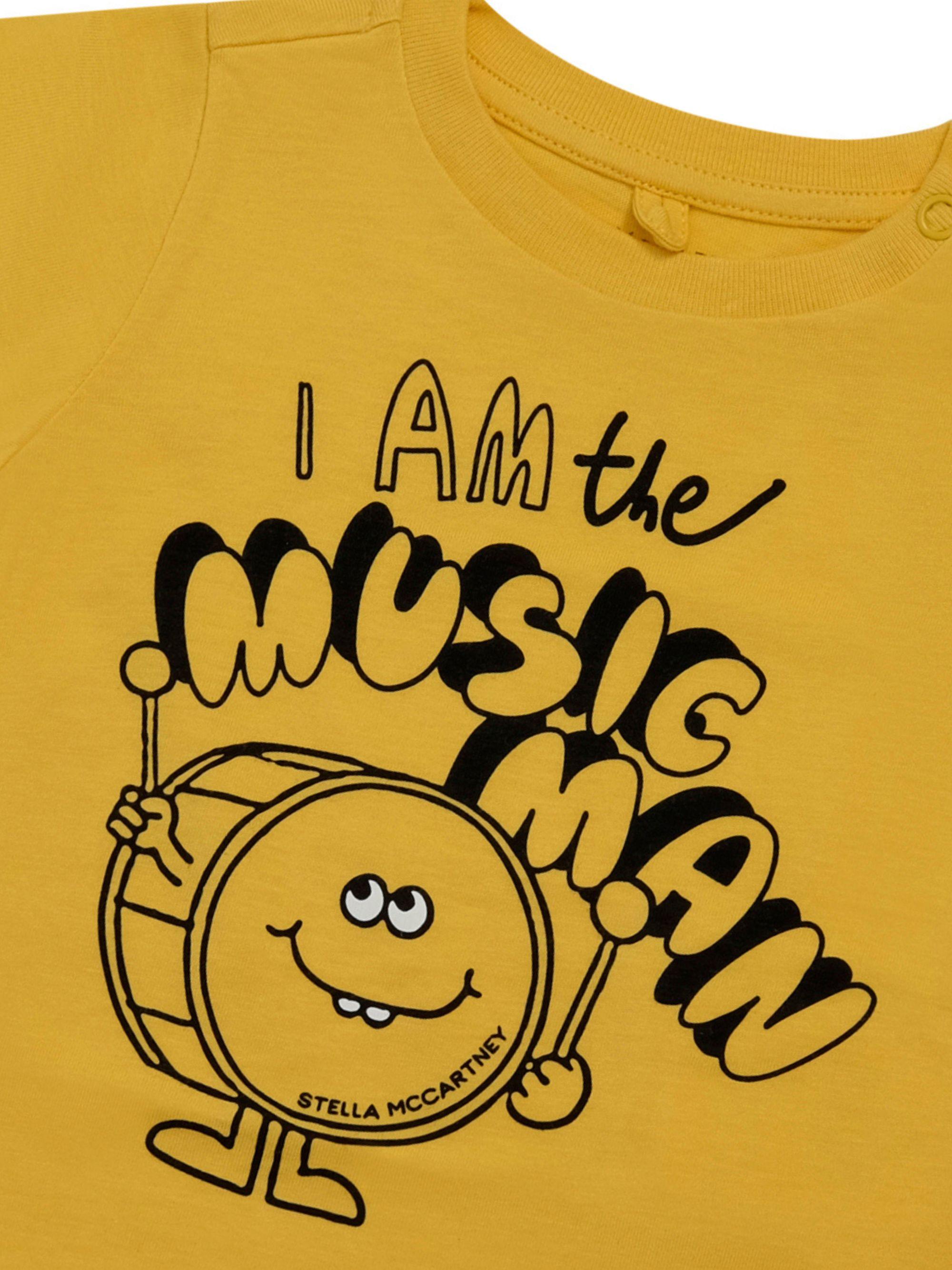 T-shirt per neonato Stella McCartney Kids gialla con scritta "I am the music man" TY8520 Z0434 251 STELLA McCARTNEY KIDS