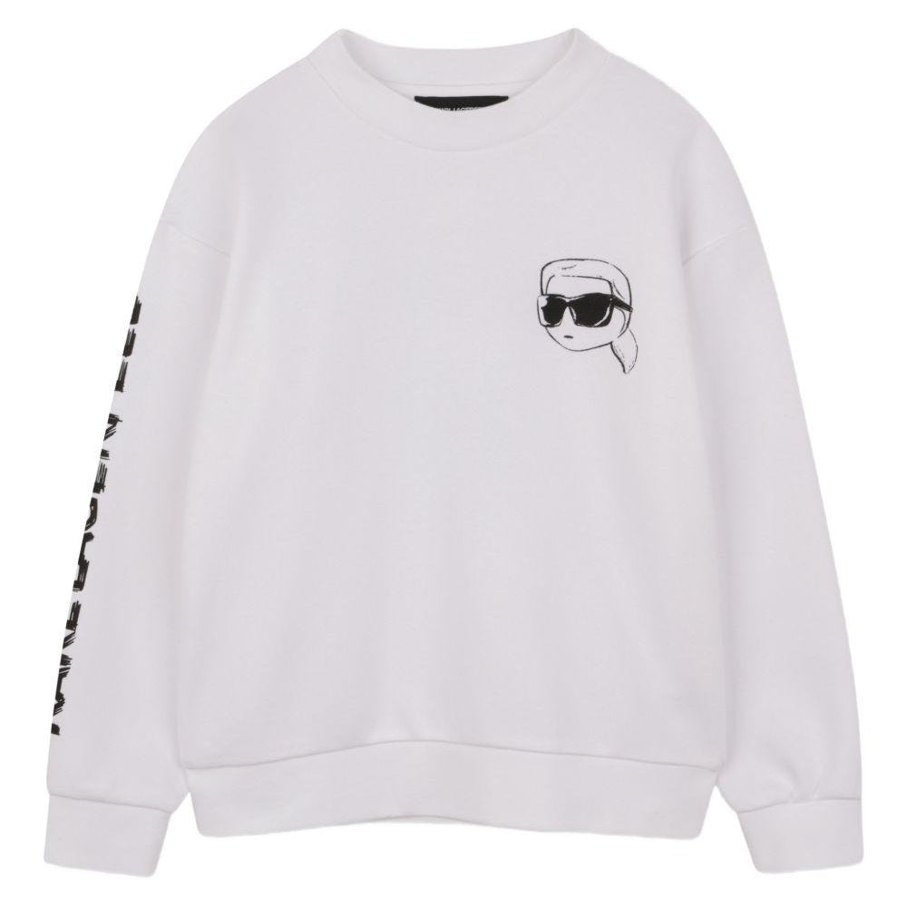 Felpa per bambino Karl Lagerfeld Kids bianca con stampa Karl Z31088 10P KARL LAGERFELD KIDS