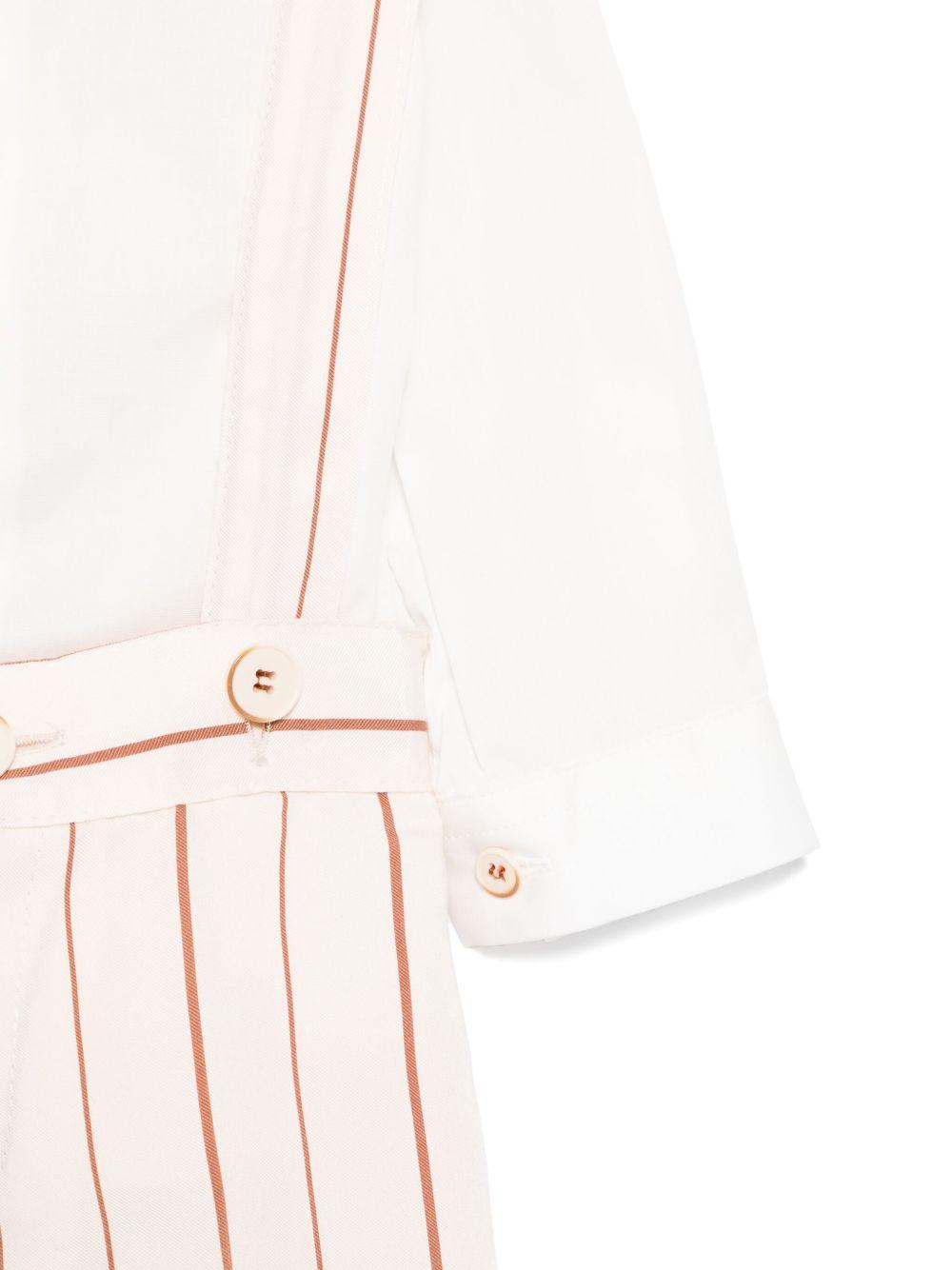 Set cardigan, camicia e shorts per neonato Colorichiari marrone e beige a righe MN408122 4776 28 COLORICHIARI