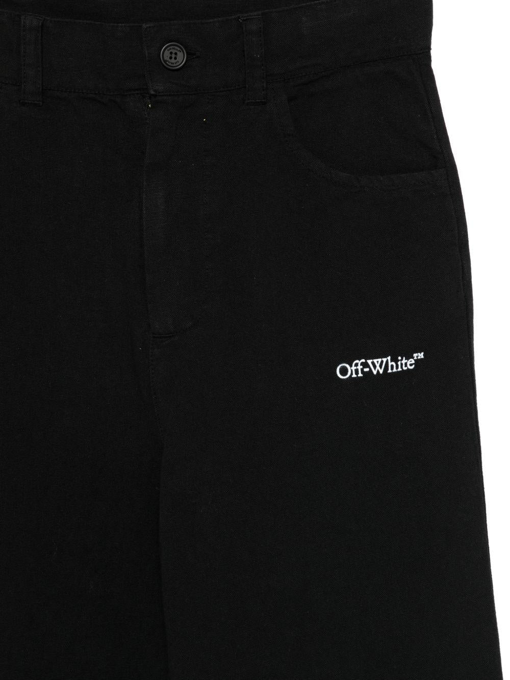 Pantaloni per bambina Off-White Kids neri con dettaglio logo 44GCA00CS26F001 001 OFF WHITE KIDS