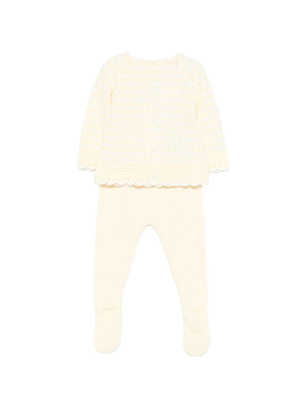 Set maglioncino e pantaloni per neonata Paz Rodriguez giallo con dettaglio lavorazione a pointelle 103-123518 0501 PaZ RODRIGUEZ KIDS