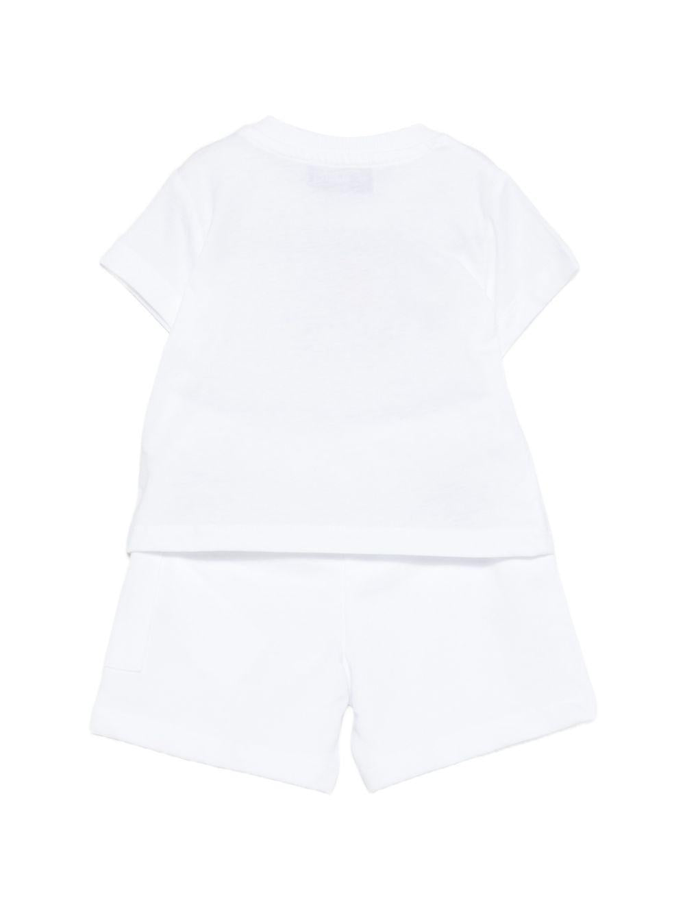 Completo per neonati Moschino Kids bianco con stampa grafica Teddy Bear MUG01ULCA19 10101 MOSCHINO KIDS