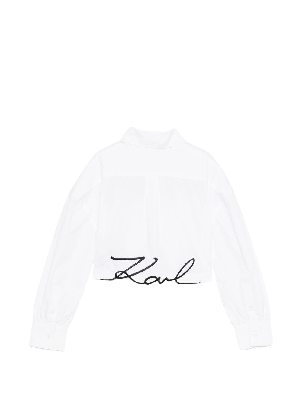 Camicia per bambina Karl Lagerfeld Kids bianca con tasca sul petto Z31117 10P KARL LAGERFELD KIDS