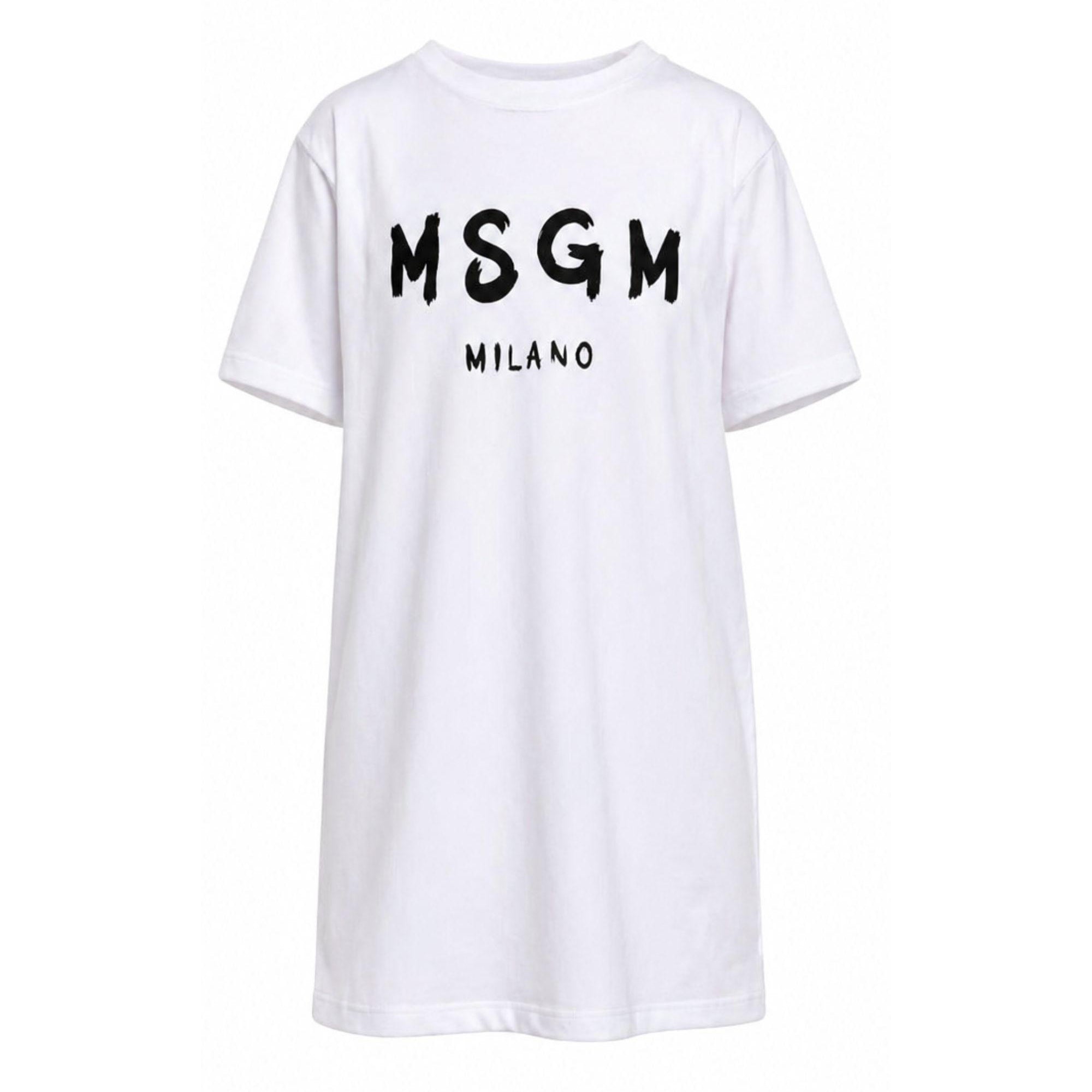 Abito per bambina MSGM Kids bianco con stampa logo S6MSJGDR068 001 MSGM KIDS
