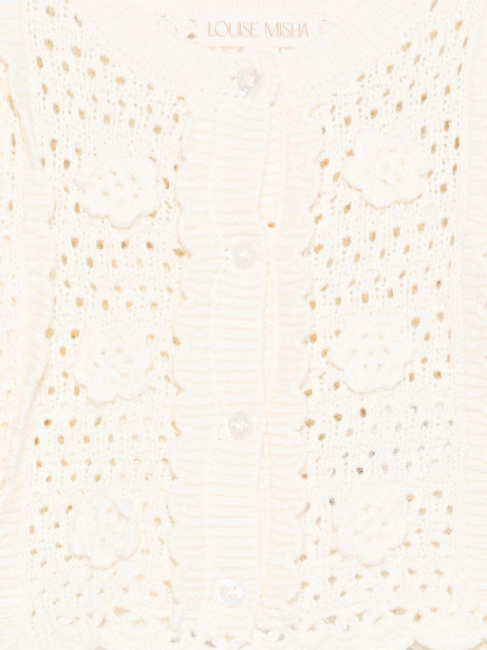Cardigan Chai per neonata Louise Misha bianco con trama ricamata FRC-S26-C0150 CREAM LOUISE MISHA