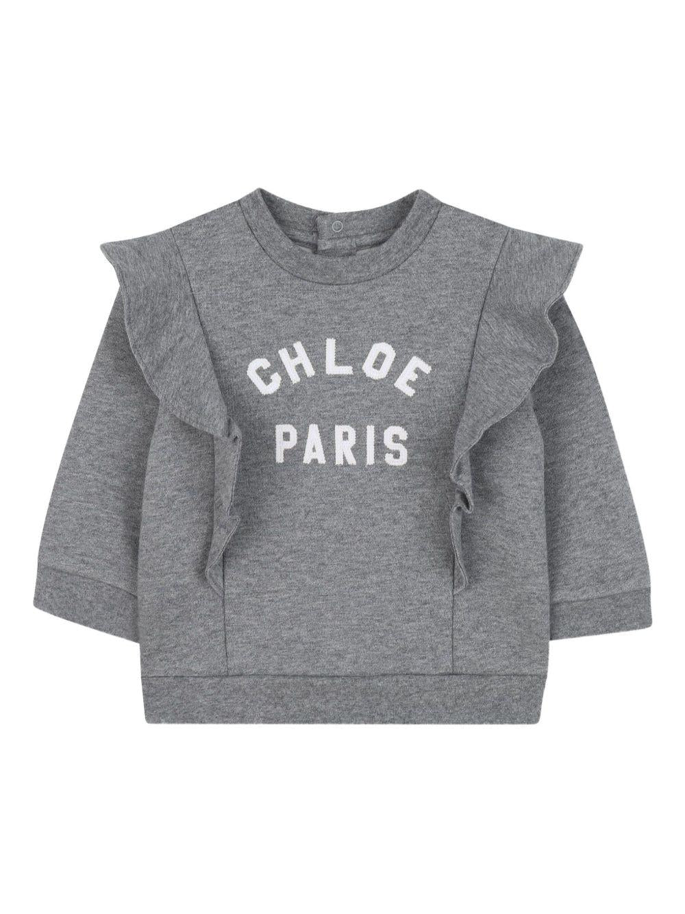 Felpa per bambina Chloé Kids grigia con stampa con logo C20705 A46 CHLOE' KIDS