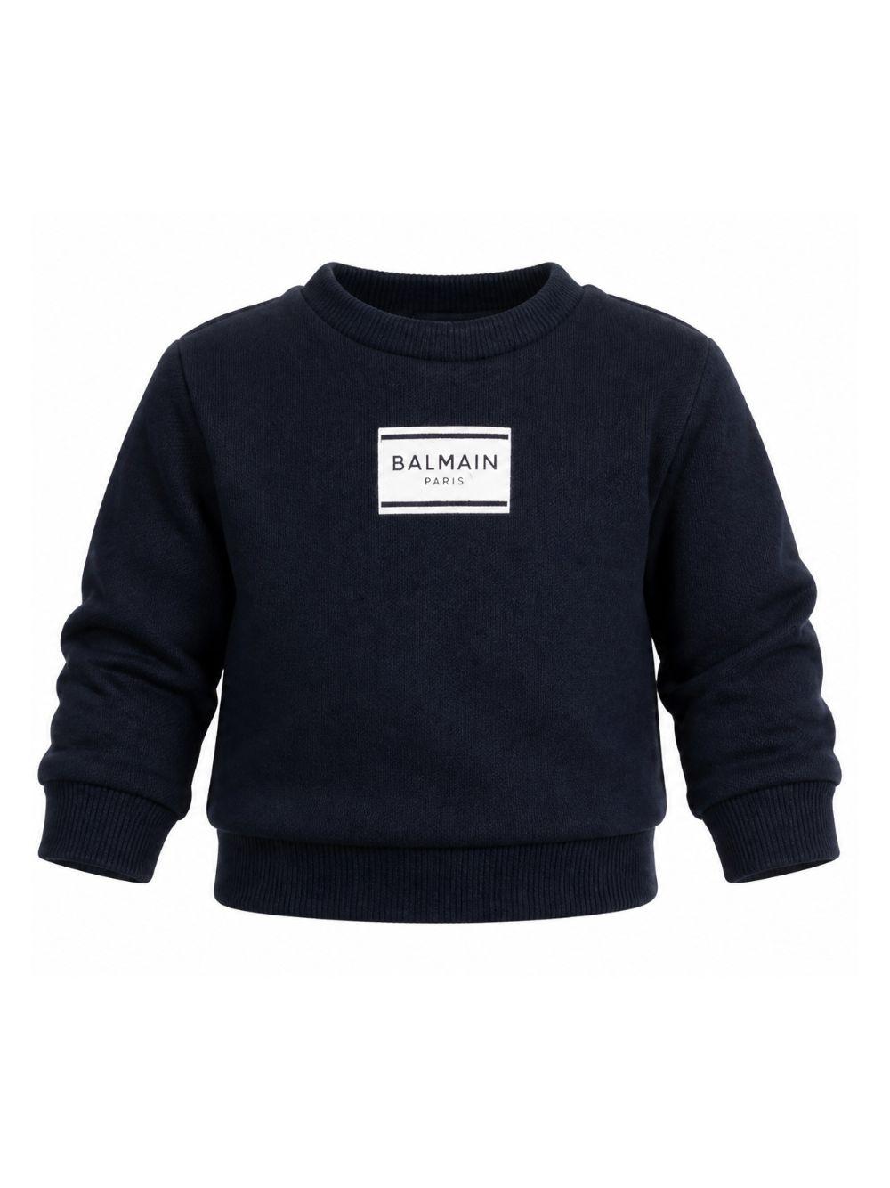 Top per neonato Balmain Kids blu scuro con stampa logo BY4500 Z3183 617BC BALMAIN KIDS