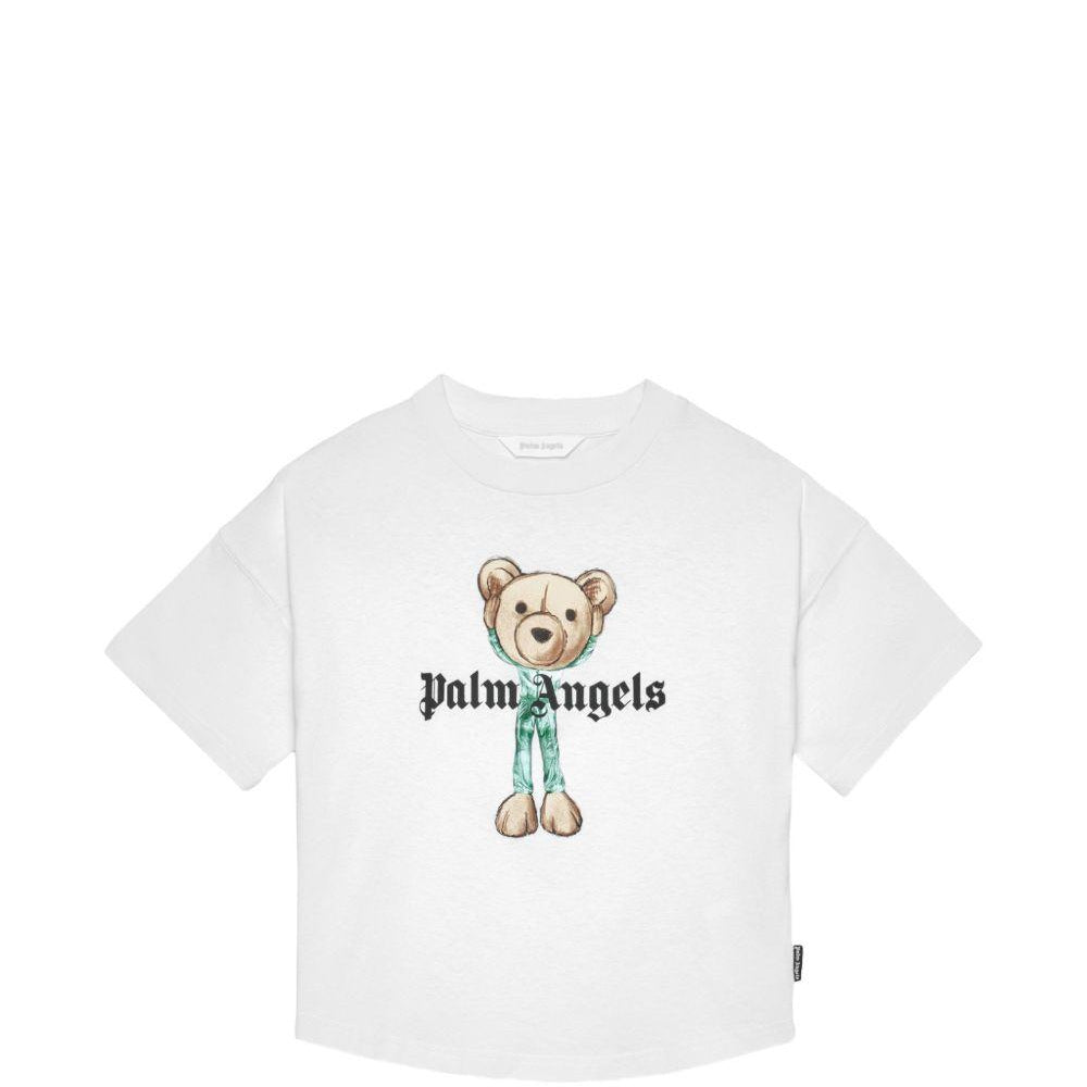 T-shirt per bambino Palm Angels Kids bianca con stampa grafica PBAA002S26JER004 002 PALM ANGELS KIDS