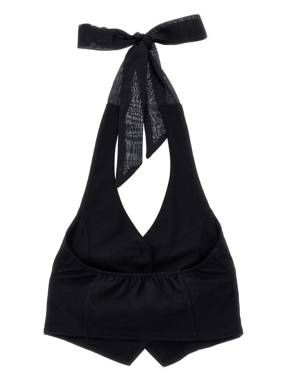 Top per bambina Monnalisa nera con chiusura con fiocco 41G302 7231 0050 MONNALISA