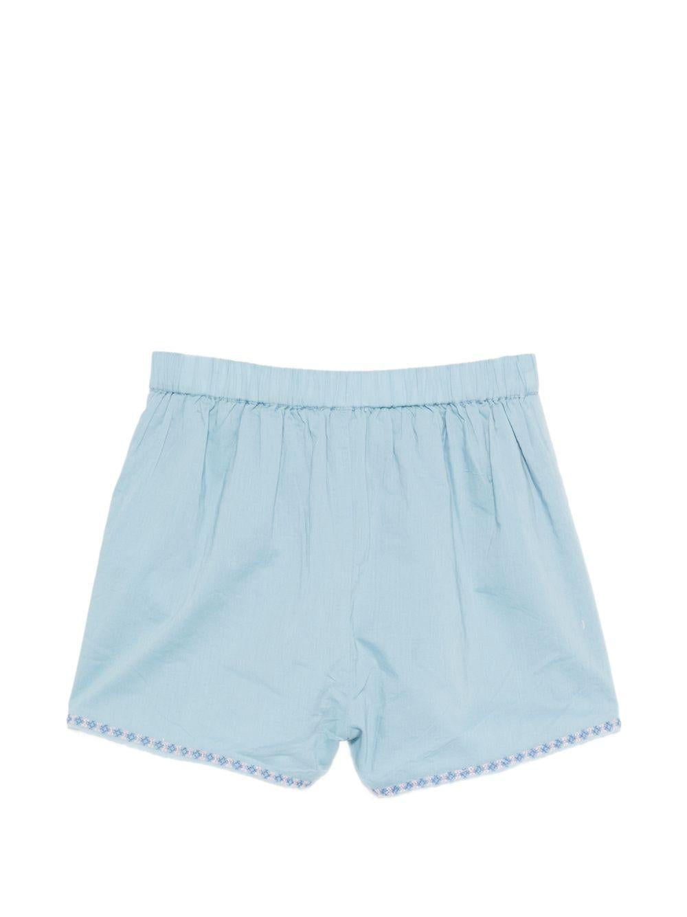Shorts per bambina Louise Misha azzurri con ricamo floreale GRI-S26-S0066 BLUE LOUISE MISHA KIDS