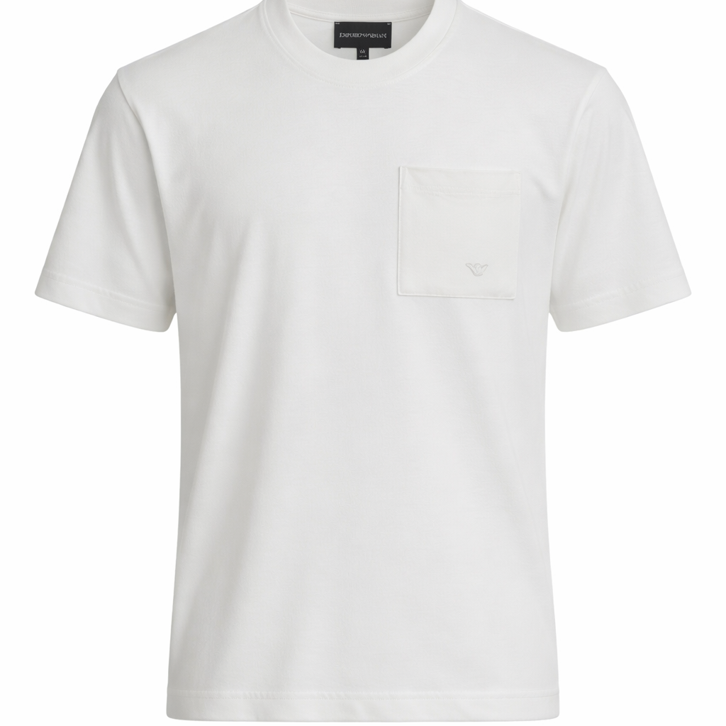 T-shirt per bambino Emporio Armani Kids bianca con tasca applicata sul petto EB001318 AF21808 U0003 EMPORIO ARMANI KIDS