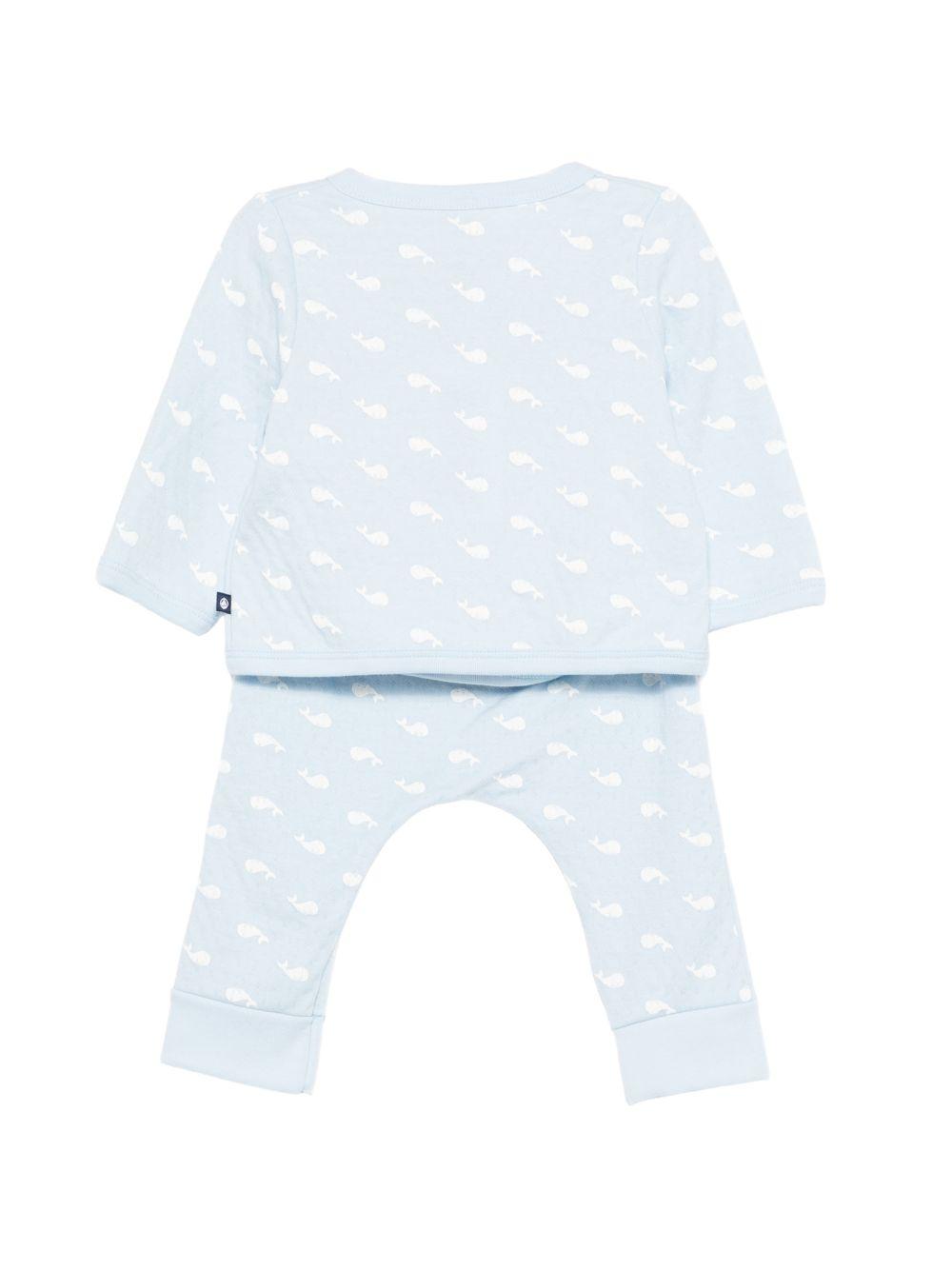 Set t-shirt e pantaloni per neonato Petit Bateau azzurro con stampa balene all-over A0FQW 01 PETIT BATEAU KIDS