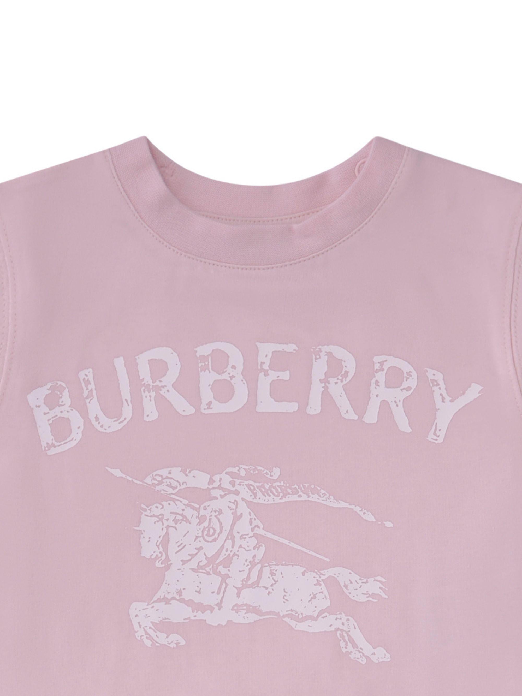 T-shirt per neonata Burberry Kids rosa con logo Equestrian Knight 8121210 A1439 BURBERRY KIDS