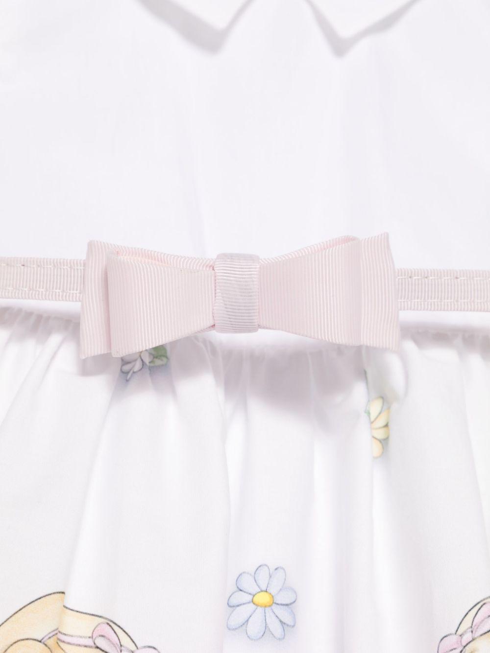 Abito in cotone x Disney per neonato Monnalisa bianco con colletto classico 31E907 5660 9990 MONNALISA