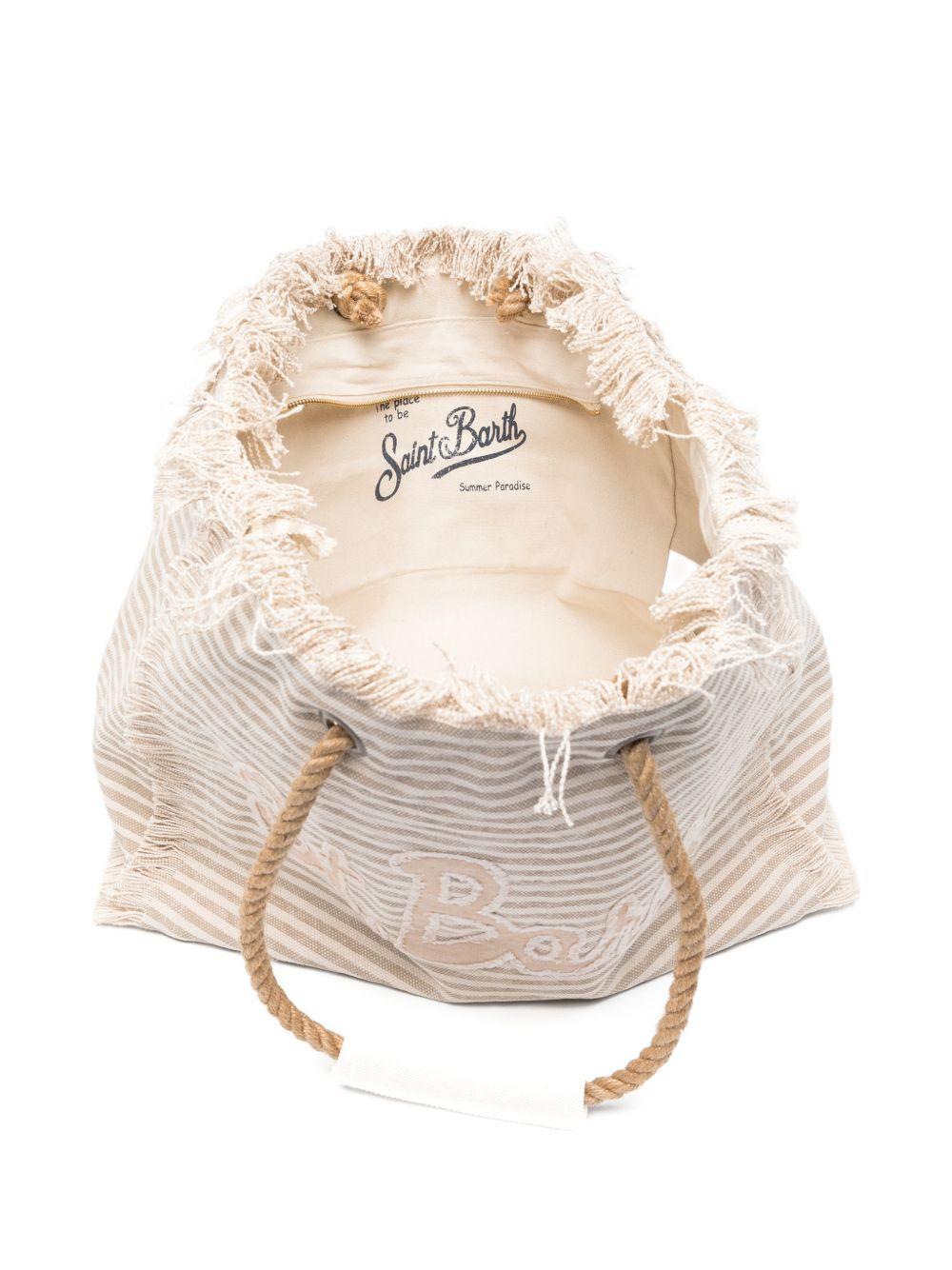 Borsa Beach Bag MC2 Saint Barth beige con motivo a righe orizzontali BEA0003 09400L MC2 ST. BARTH KIDS