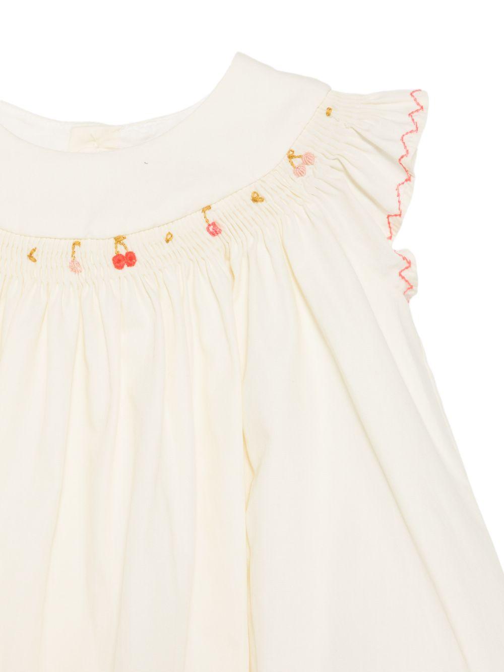 Abito per neonata Bonpoint beige con ricamo a ciliegia S06XDRW00024 103 BONPOINT KIDS