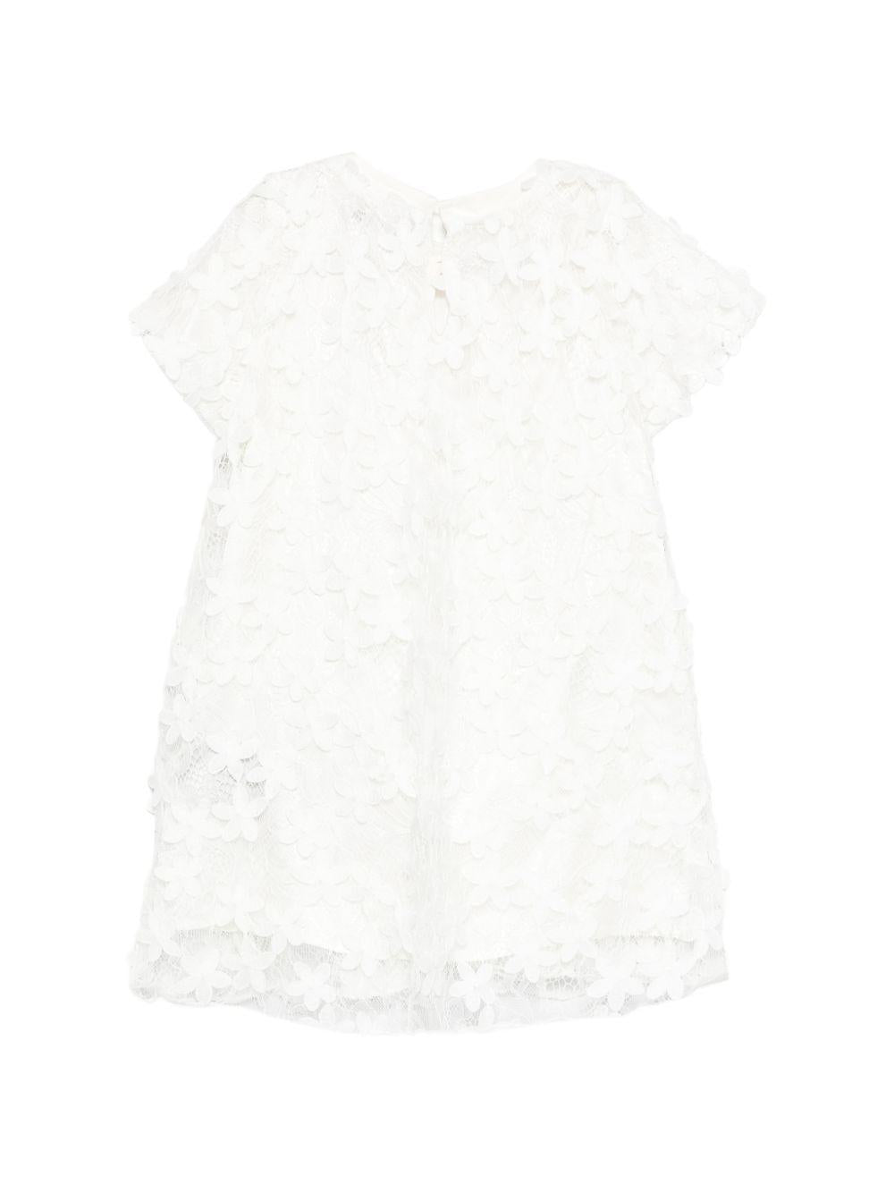 Abito in pizzo per bambina Balmain Kids bianco con ricamo a fiori BY1D51 U0263 100 BALMAIN KIDS