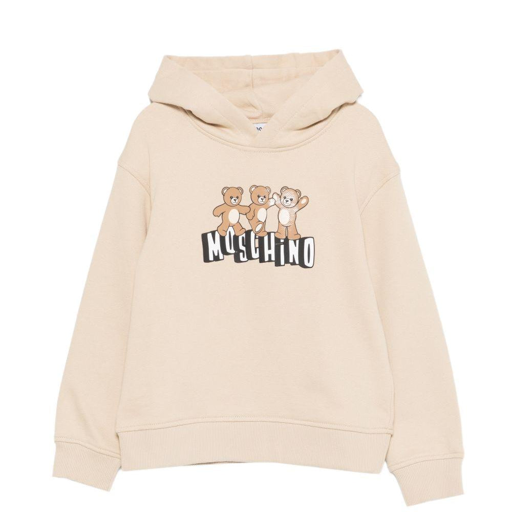 Felpa per bambini Moschino Kids beige con stampa tre Teddy Bear HQF07KLCA89 20829 MOSCHINO KIDS