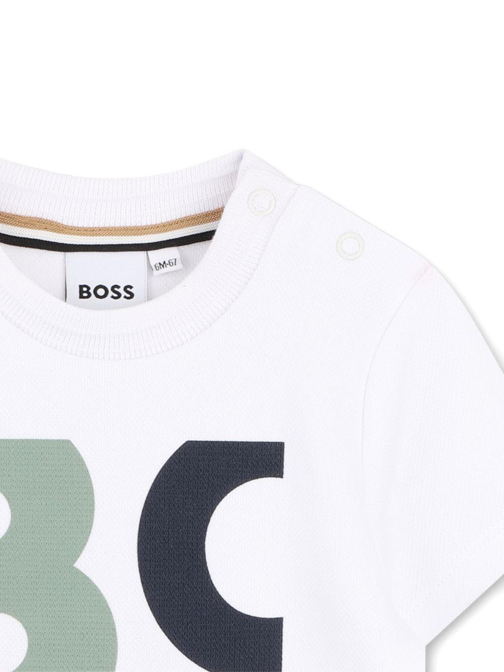 T-shirt per neonato Boss Kidswear bianco con logo sul davanti J52885 10P BOSS KIDS