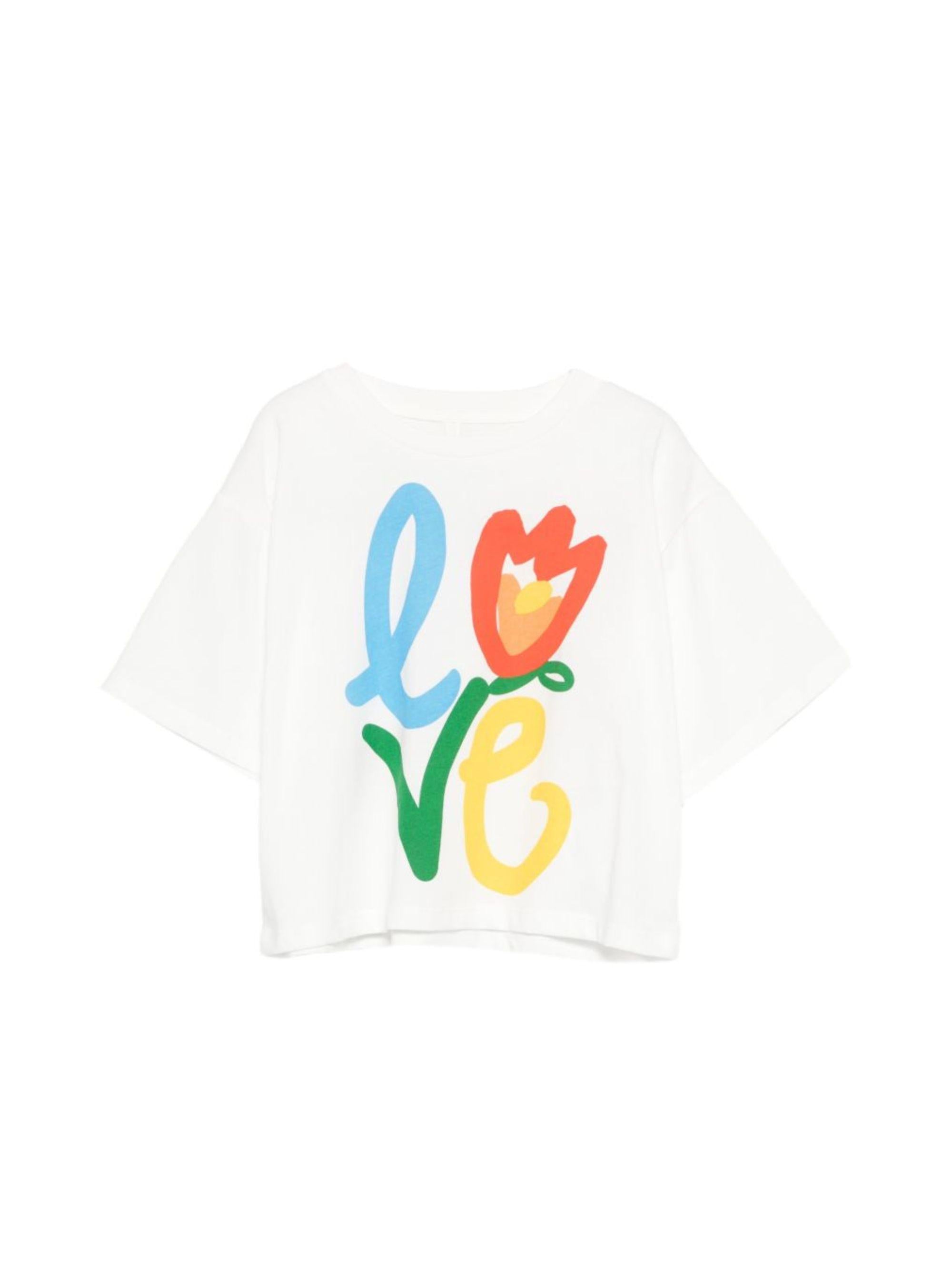 T-shirt per bambina Stella McCartney Kids bianca con stampa Love TY8B21 Z0434 101 STELLA McCARTNEY KIDS