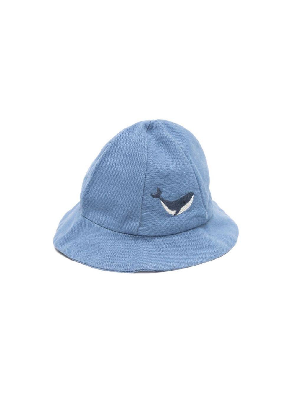 Cappello Steijn per neonato Donsje blu con ricamo balena 4099204 00185 DONSJE KIDS