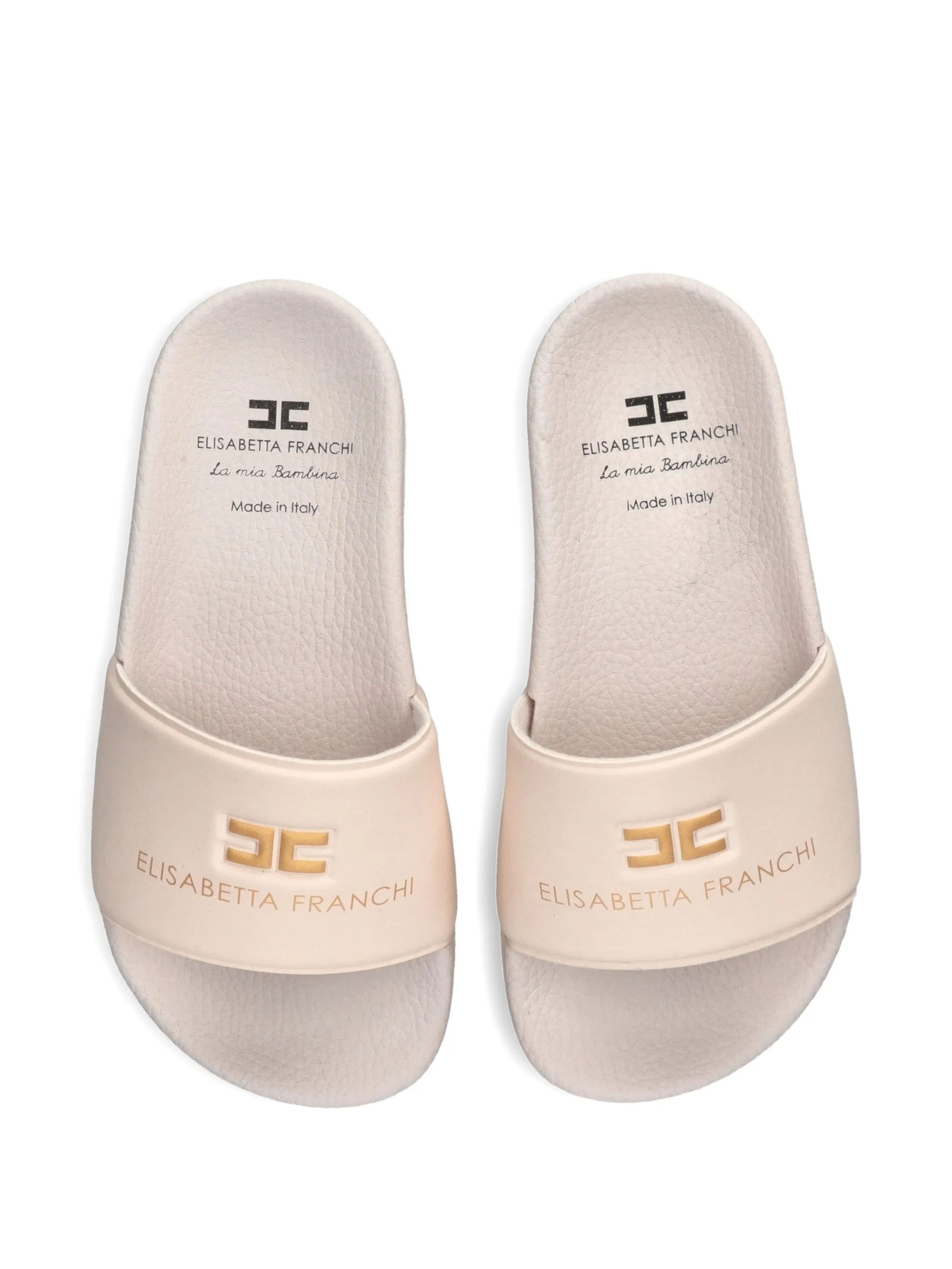 Ciabatte per bambina Elisabetta Franchi La Mia Bambina beige con logo sul davanti F4A0E0607174 5698 ElISABETTA FRANCHI KIDS