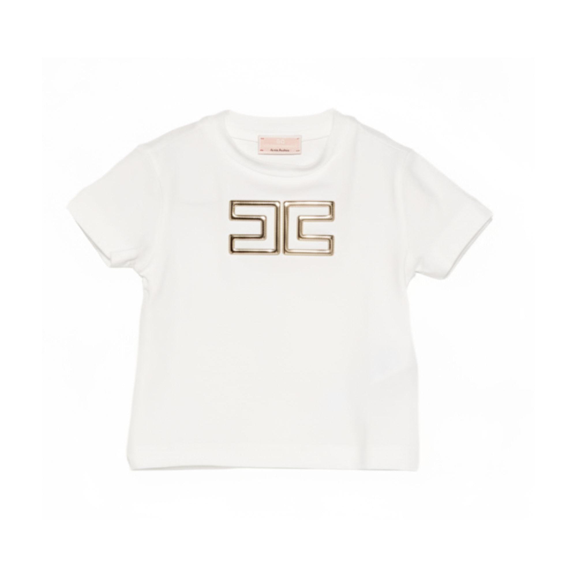 T-shirt per neonata Elisabetta Franchi La Mia Bambina bianca con dettaglio logo EGTS1070JE006 0115 ElISABETTA FRANCHI