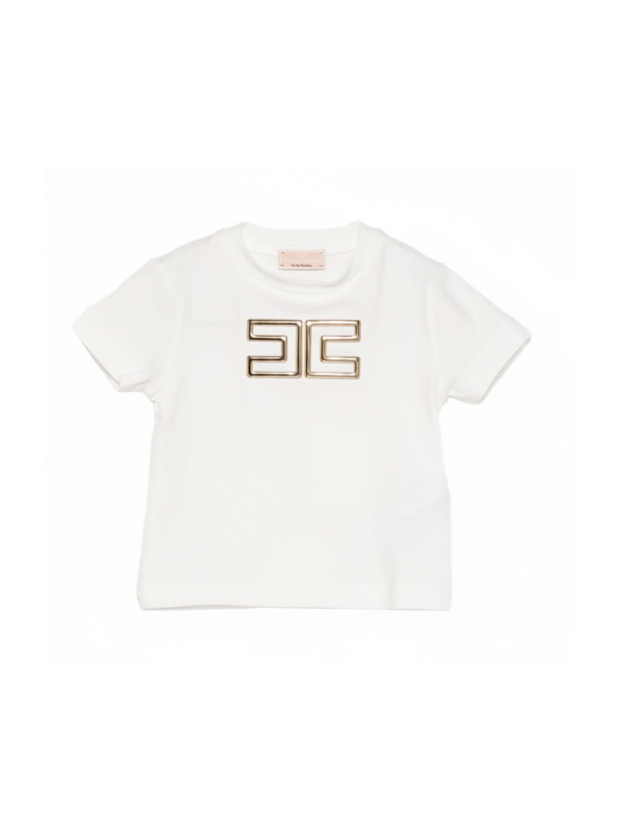 T-shirt per neonata Elisabetta Franchi La Mia Bambina bianca con dettaglio logo EGTS1070JE006 0115 ElISABETTA FRANCHI