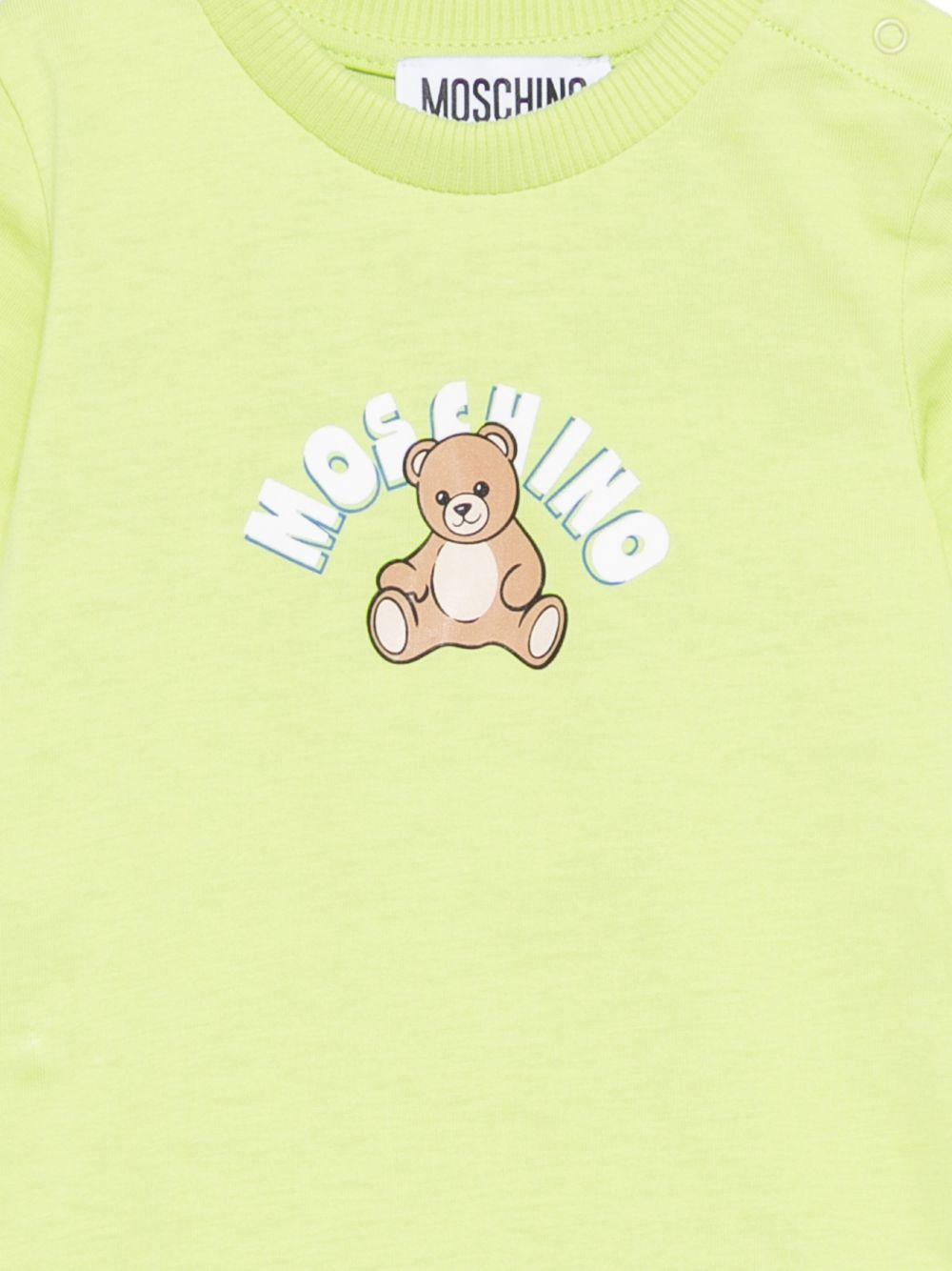 Tutina per neonati Moschino Kids verde con Teddy Bear sul davanti MTY022LAA01 30355 MOSCHINO KIDS