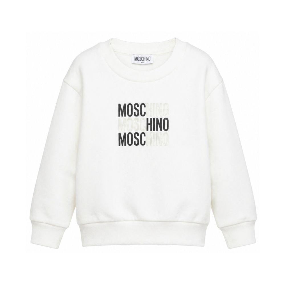 Felpa da bambino Moschino Kids bianca con stampa logo HRF078LCA32 10063 MOSCHINO KIDS