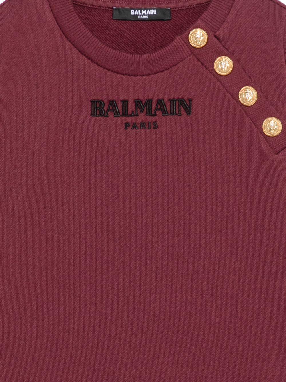 Felpa per bambino Balmain Kids bordeaux con dettaglio con bottoni oro BZ4I10 Z3183 530OR BALMAIN KIDS