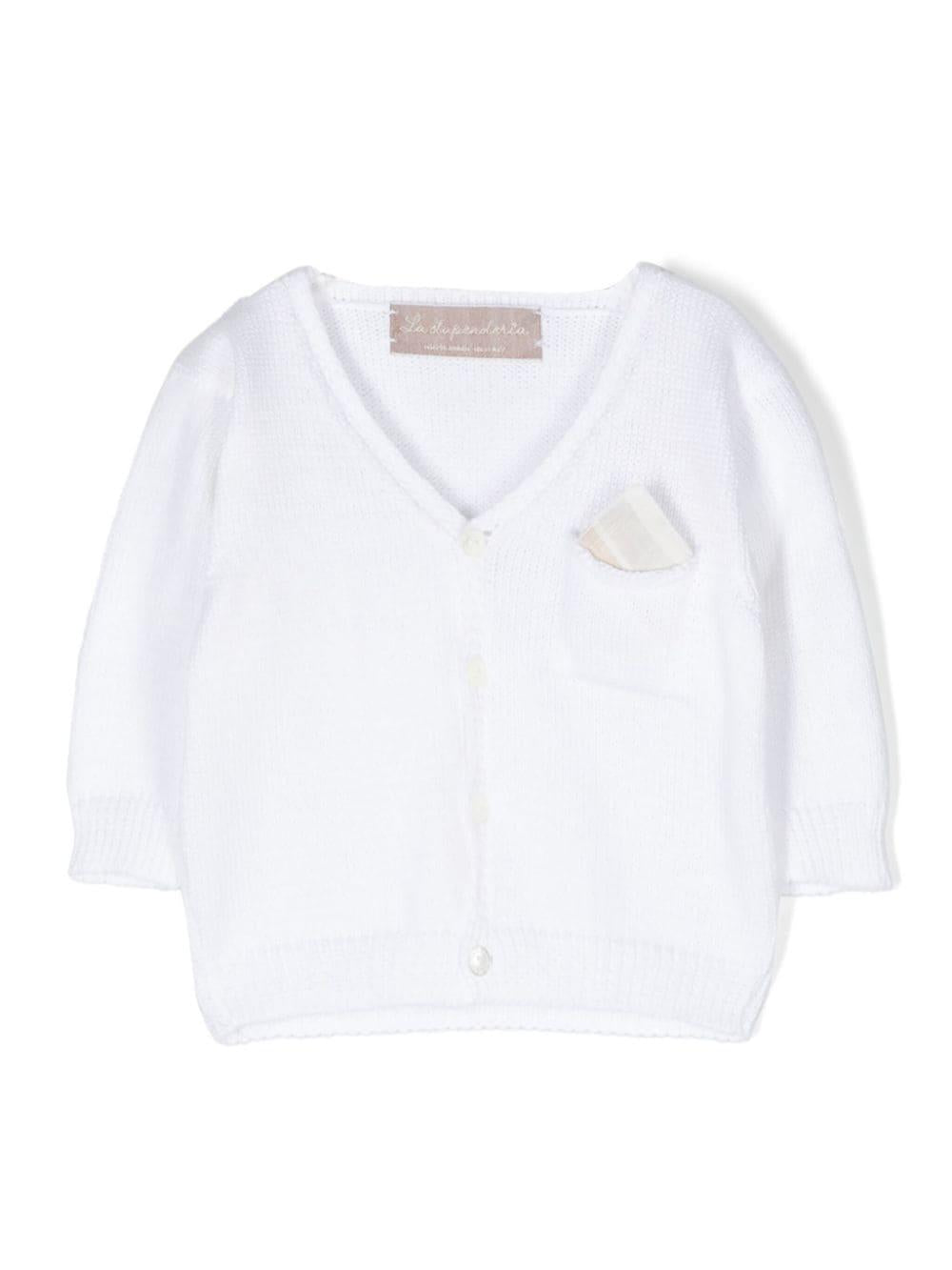 Cardigan per neonato La Stupenderia beige con taschino sul petto SCCR71101 R36 LA STUPENDERIA KIDS